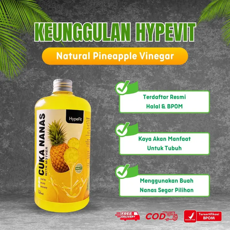Hypefit - Cuka Nanas Minuman Herbal Sehat Berkualitas With Mother 500ml - Meningatkan Daya Tahan Tubuh dan Mengatasi Diabetes - COD 3