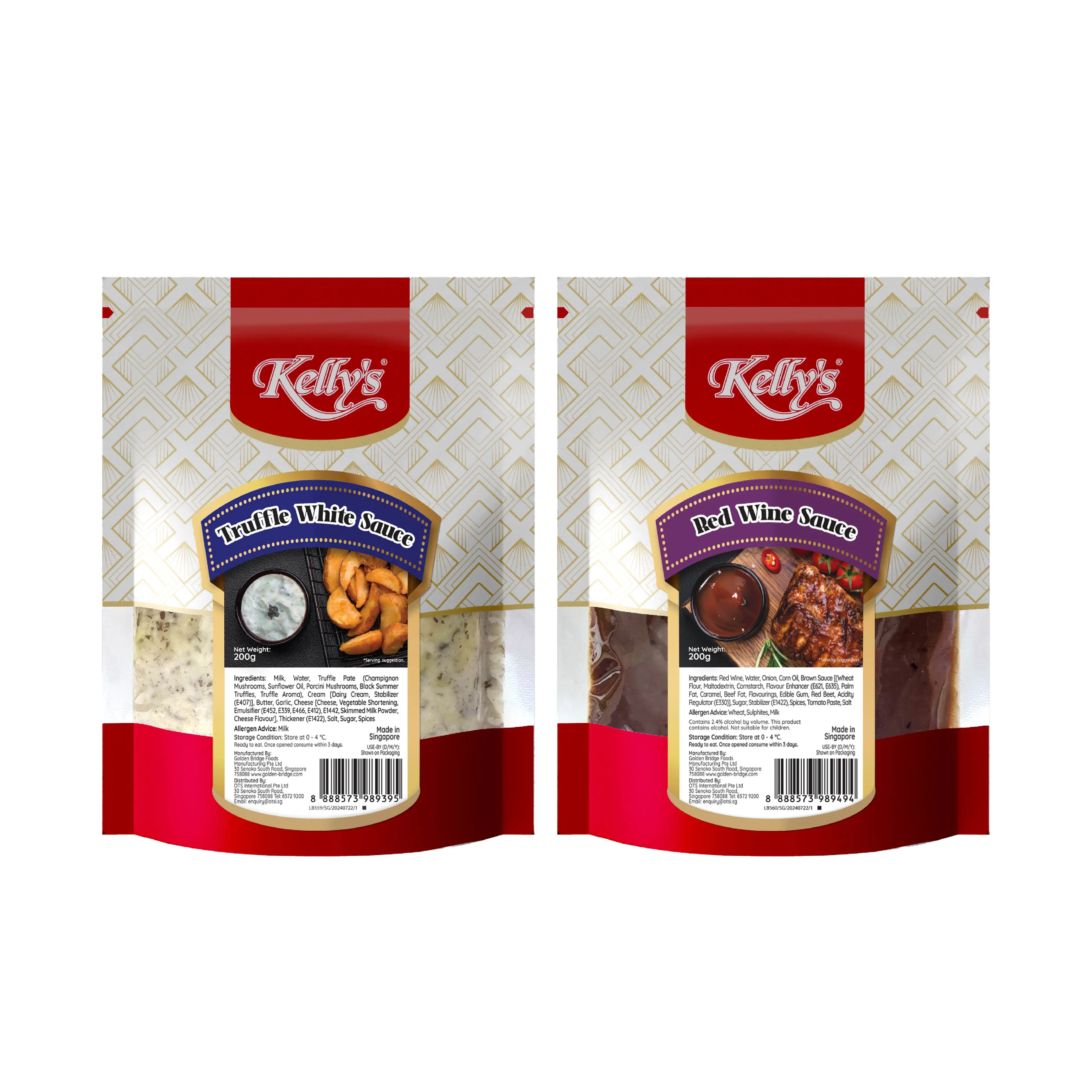 [Bundle of 2] Kelly's Truffle White/RedWine Sauce/Dip/Dressing 200g Chilled