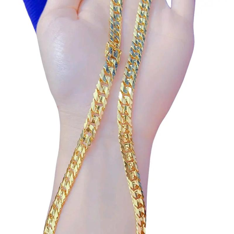 dây chuyền khoen lật 2L trơn đồng vàng có ký hiệu