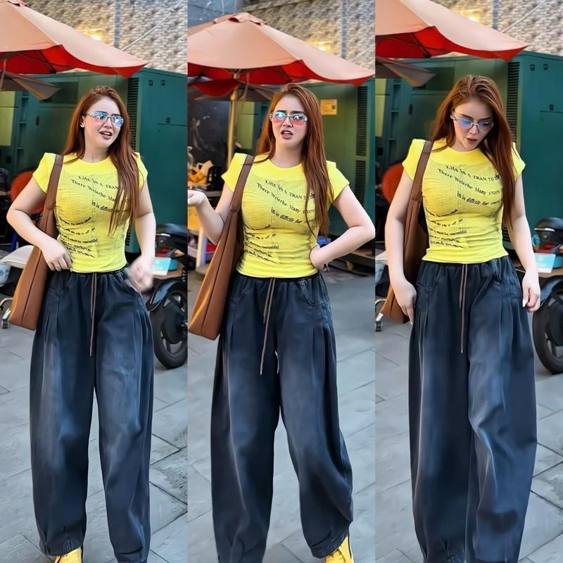 Hàng Đẹp Quần Jean Giấy Nữ Ống Suông Boy Thụng 9 Tấc - 90cm baggy jeans