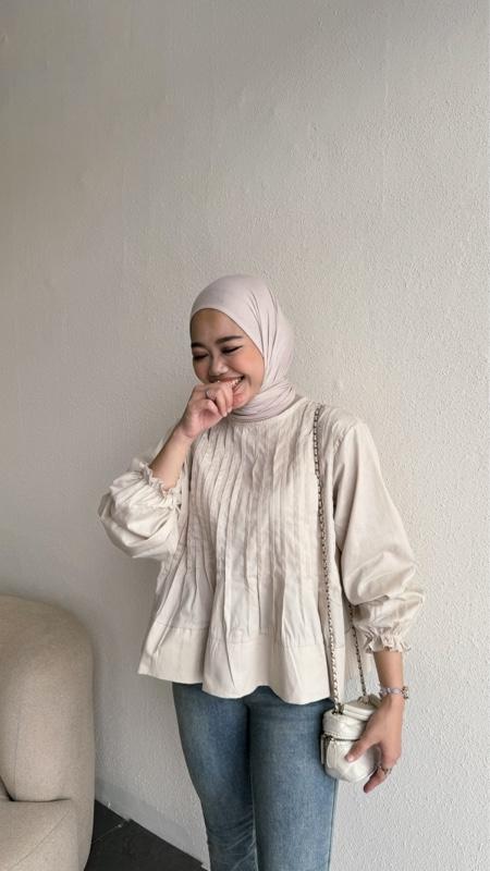 Floral Id- Blouse Wanita Peplum Danisa Blouse  Atasan Wanita Poplin Busui Kemeja Premium Lengan Panjang