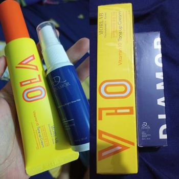 Product Review of MORLAB - PAKET COMBO BRIGHT ( 1 PCS MORLAB V10 VITMANIN TONE UP CREAM + 1 PCS NOURISHING BRIGHT GLOW MIST ) BPOM from m**e 0