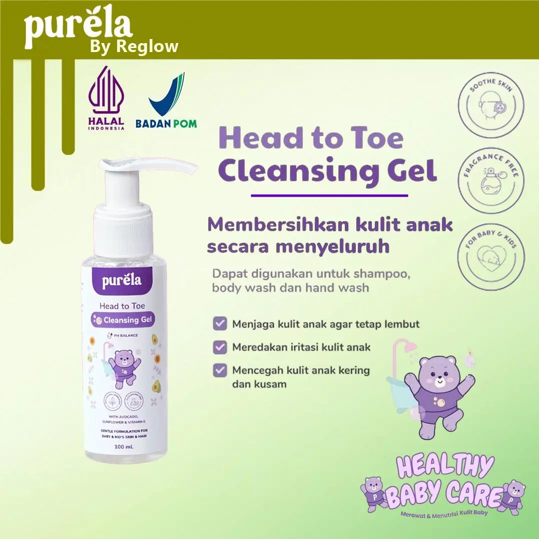 Purela Cleansing Gel Sabun, Shampoo Bayi Untuk Kulit Sensitif dan Eksim by dr Shindy
