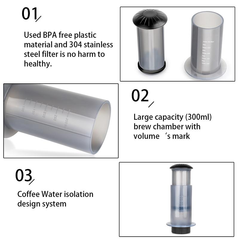 Máy pha cà phê Cầm Tay Cafilas KF06, Bộ lọc AEROPRESS mới, Đi du lịch, Máy pha cà phê hòa tan, với 50 chiếc bộ lọc, Hoàn hảo cho du lịch 5
