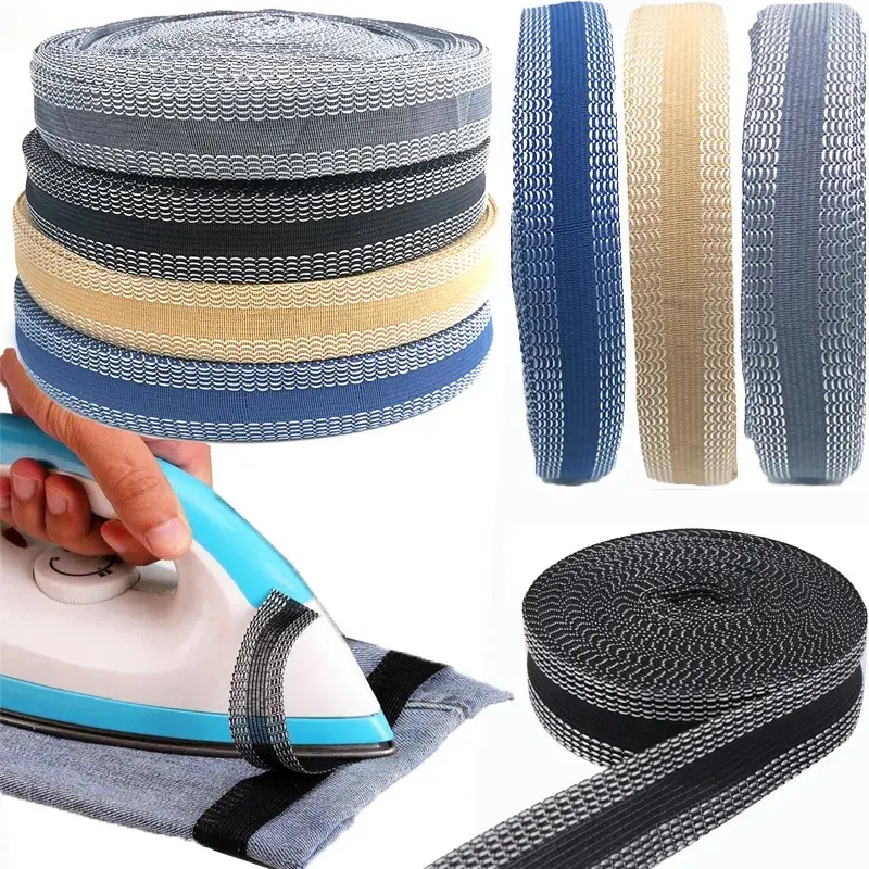 Seluar tampal mulut pelekat sendiri, pembaikan tepi yang dipendekkan, labuh besi, pita pakaian, tiada jahitan, pita peleburan kain, jahitan DIY, 1/2/3 / 5M, 5 warna
