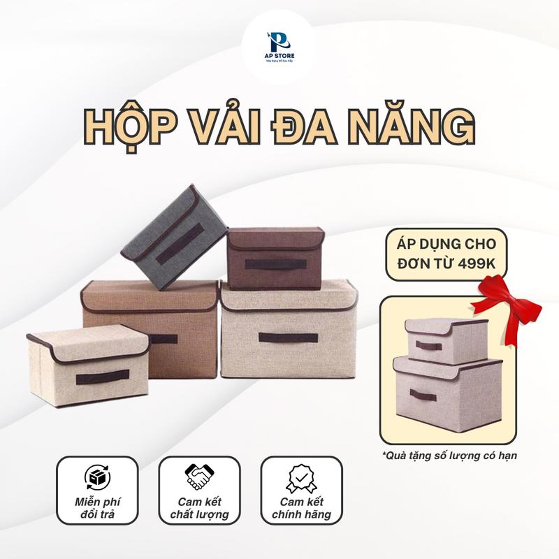 Hộp Vải Đựng Đồ Đa Năng - Thùng Đựng Quần Áo Đồ Lót Đồ Chơi Gấp Gọn Vải Có Nắp…