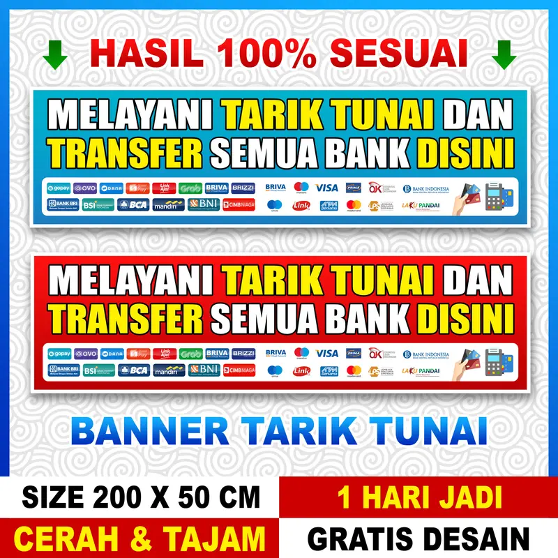 TERMURAH! BANNER AGEN BRILINK SPANDUK ATM BERSAMA TARIK TUNAI UKURAN JUMBO 1
