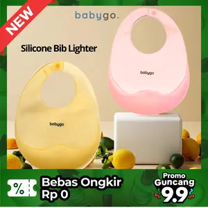 babygo silicone light bib / celemek makan bayi tipis / celemek mudah di bawa / slabber bayi mpasi Waterproof