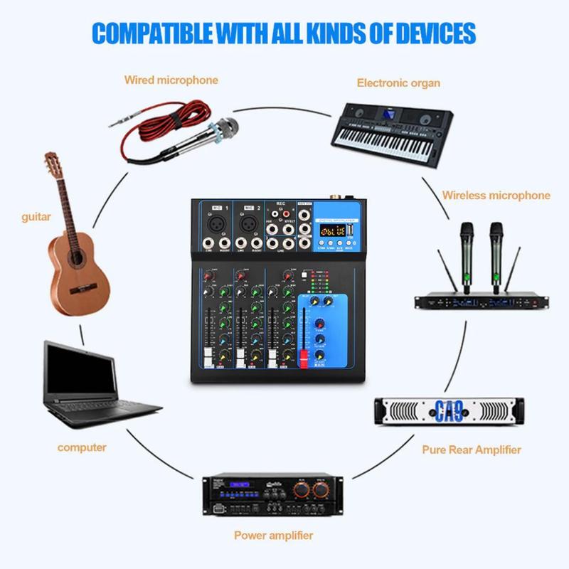 Product Introduction of Yamaha USB 7 Saluran Console Pencampuran Bunyi dengan Mixer Rekod Bluetooth untuk KTV Stage Amplifier Audio Compact Plug Smartphone Recording Wireless Bass Subwoofer mixer  4 channel 5