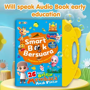 Habibi Buku Edukasi Elektronik 4-in-1 Bersuara - Belajar 4 Bahasa (Inggris, Mandarin, Indonesia,Arab) | Mainan Edukasi Interaktif untuk Pemula, 26 Materi & Lagu
