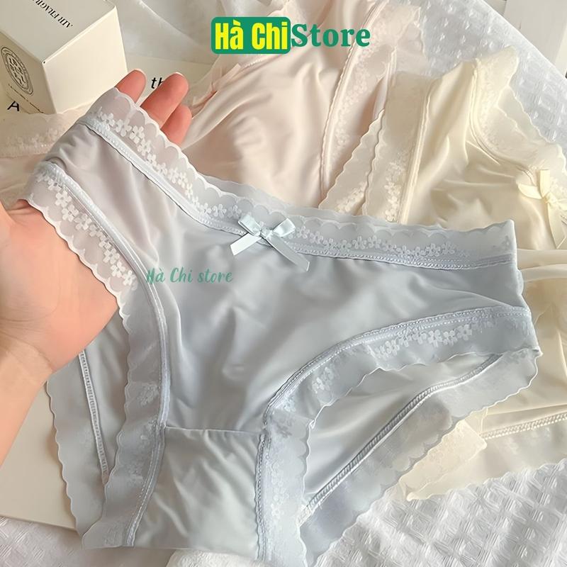  Sét 5 Quần Lót Nữ Su Lụa Không Lộ Viền Co Giãn Phối Ren Hoa Thoáng Mát Gợi Cảm  LOẠI ĐẸP  Women quan  lot 