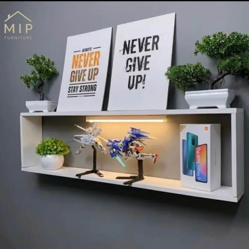 MIP Rak Dinding Minimalis Persegi Panjang Aesthetic Rak Dinding Kayu Serbaguna Minimalis