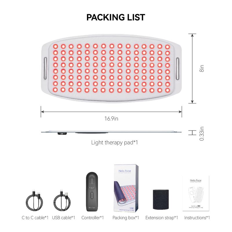 Product Introduction of Red Light Therapy Infrared Light Therapy Pad for Body Pain NIR Deep Therapy for Back Knee Hands Feet Relief Portable 660nm Home Heating Light Therapy Wrap Belt Gift for Women Men 10