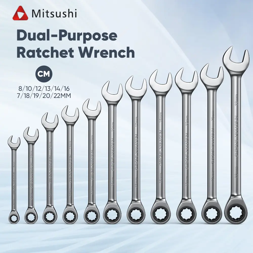 Mitsushi Kunci Rachet Kunci Ring Pas Bolak Balik Kunci Flexible Kombinasi Ratchet 8/10/12/13/14/16/17/18/19/20/22mm kunci  inggris kunci  letter kunci  impact kunci  shock  full  set