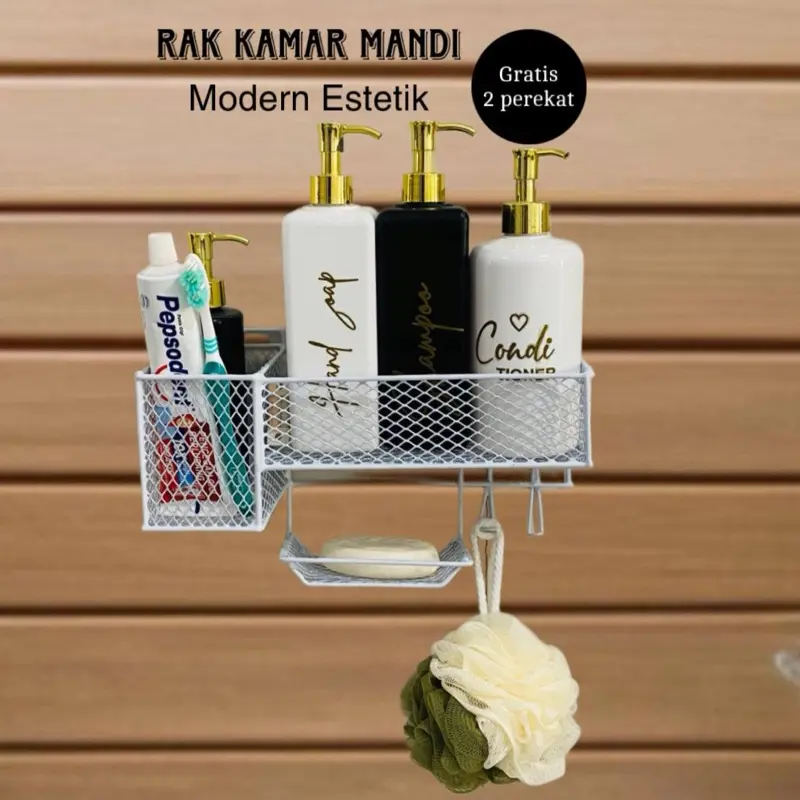 Rak toilet VIOLET untuk kamar Mandi dari besi anti karat yang kuat  gratis 2 perekat