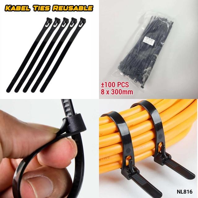 Product Introduction of Kabel Ties Pengikat Barang Bisa Dibuka Dipakai Digunakan Ulang 25cm 30cm Tebal 8mm Klem Cable Reusable 100pcs 6
