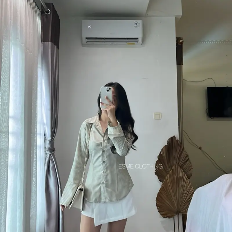 [ESME] Janice fitted shirt stripe / Kemeja fitted salur 1