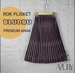 Rok Plisket Bludru Anak Perempuan Premium