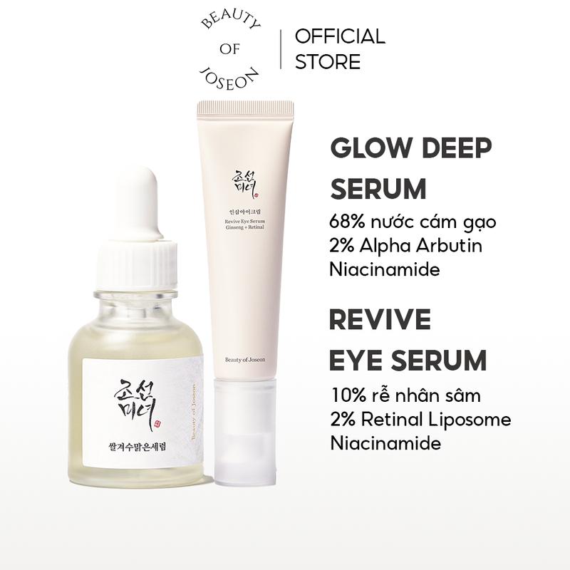  Combo Tinh chất cám gạo sáng da Beauty Of Joseon Glow Deep Seum Rice + Alpha-arbutin 30ml & Kem mắt nhân sâm retinal giảm nếp nhăn Beauty Of Joseon Revive Eye Serum Ginseng + Retinal 30ml 