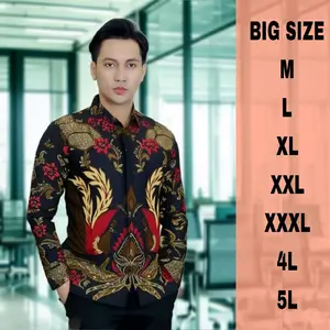 KEMEJA BATIK PRIA LENGAN PANJANG JUMBO BIG SIZE  M L XL XXL 3XL 4XL 5XL Katun poli Nyaman BATIK PRIA DEWASA Motif Tebal Fit   Hem Pendek