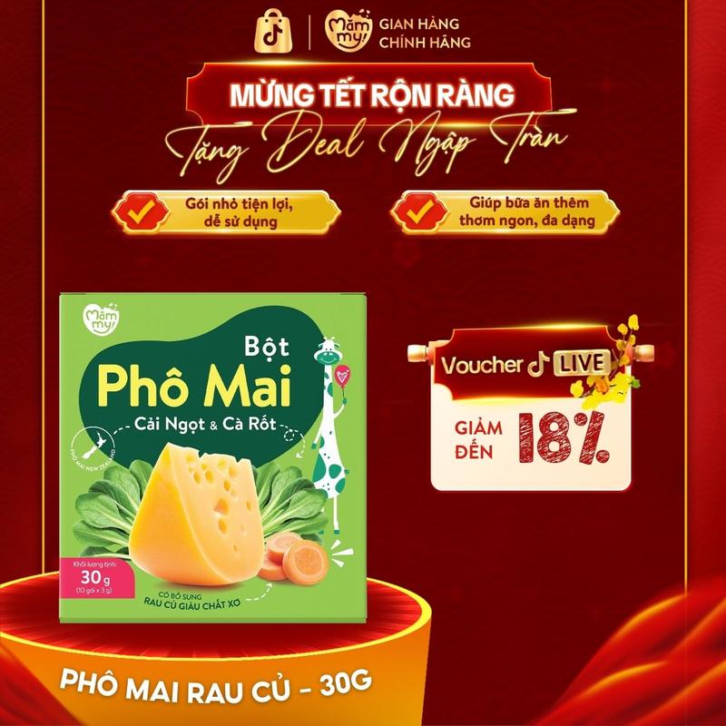  Hộp Bột Phô Mai Rau Củ MĂMMY Vị  Cải Ngọt Cà Rốt Bí Đỏ Bông Cải Cải Xoăn Cà Rốt  Dạng Bột Rắc Cơm Nui Cháo Cho Bé Từ 6 Tháng  3gr x 10  