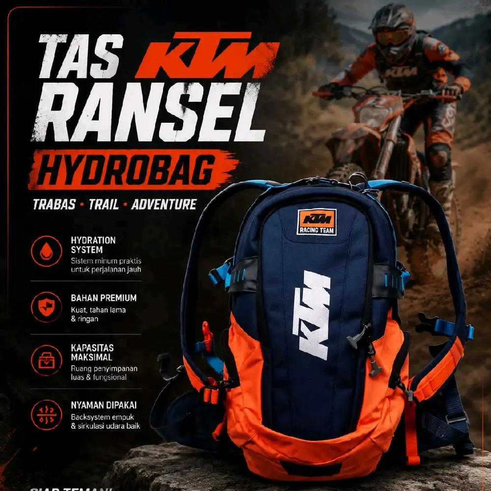 Tas Ransel Backpack Hydropack Ktm Trail Sepeda Motocross Adventure Trabas Turing Motorcycle