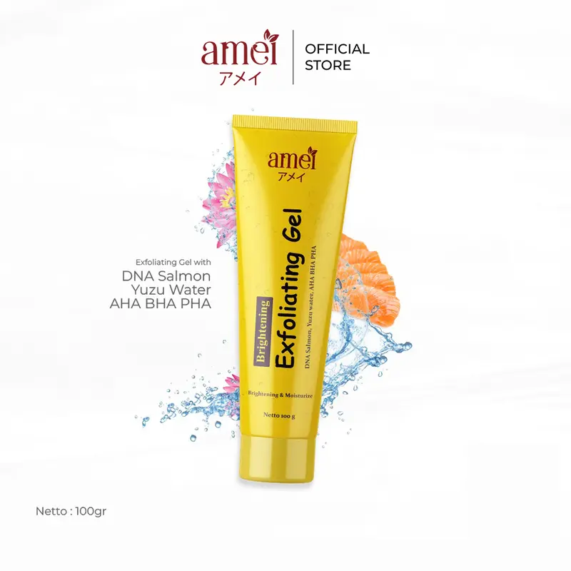 Amei Exfoliating Gel Dna Salmon Pemutih Wajah Mengangkat Sel Kulit Mati Penghilang Daki Bisa Digunakan Wanita & Pria BPOM Mencerahkan 0