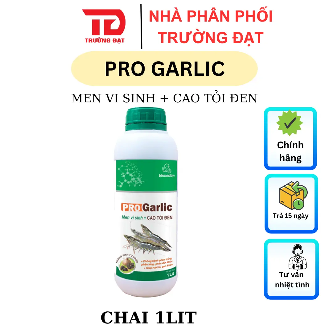 Pro Garlic men cáo tỏi đen hỗ trợ tiêu hoá tốt, tăng cường chức năng gan tụy cho tôm.