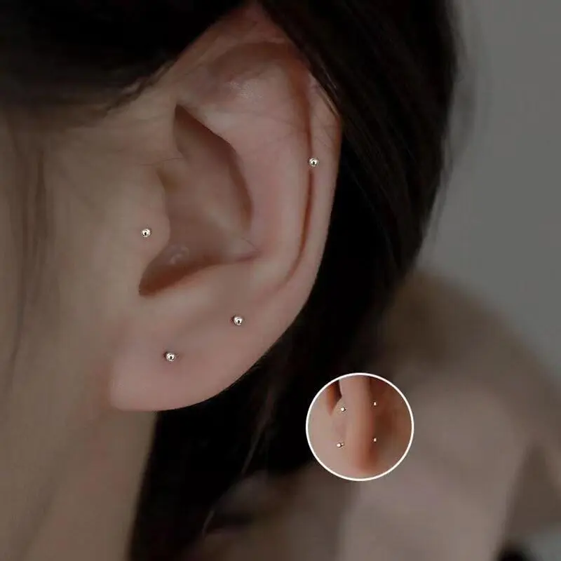 Silver Ear Bone Nails Earrings Buckle Earrings Screw Earring All-match Simple Earrings