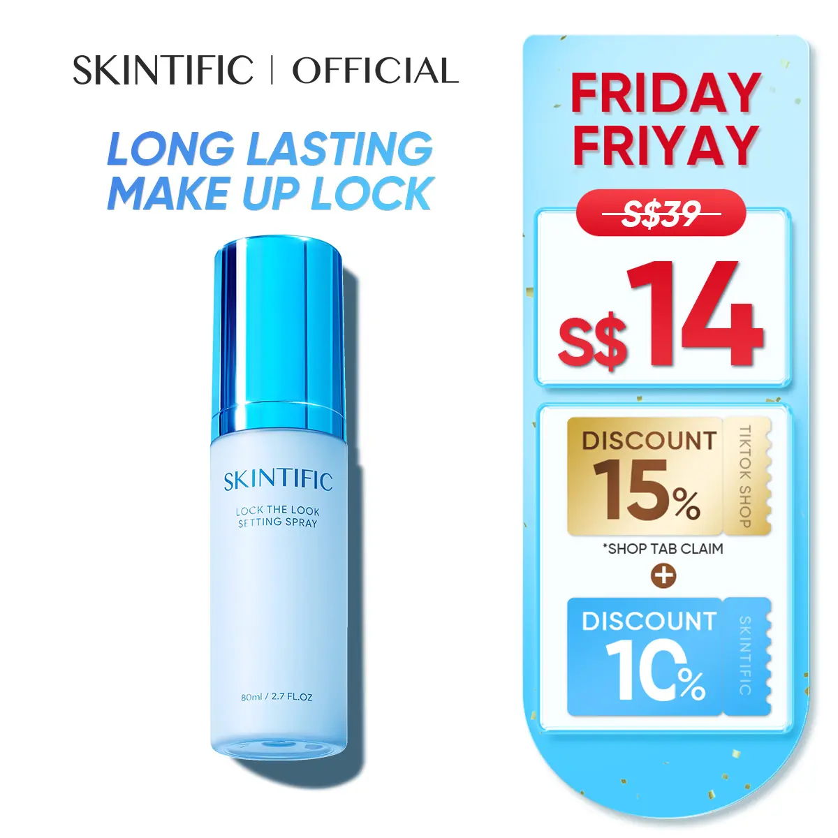 [SKINTIFIC OFFICIAL] SKINTIFIC Lock The Look Setting Spray 80ml Soft Matte Hydration Protecting Skin Makeup Cosmetic Hydrate Apply Mist Evenly