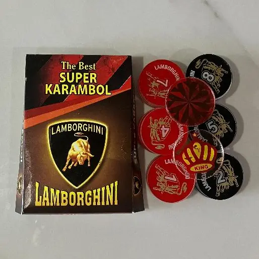 Biji Karambol Super Diameter Besar / Jumbo Motif Lamborghini / Random | koin krambol 2 lapis tebal 5 mm original | 1 set buah kerambol 5mm glossy | coin bola carambol | anak carrom games 0