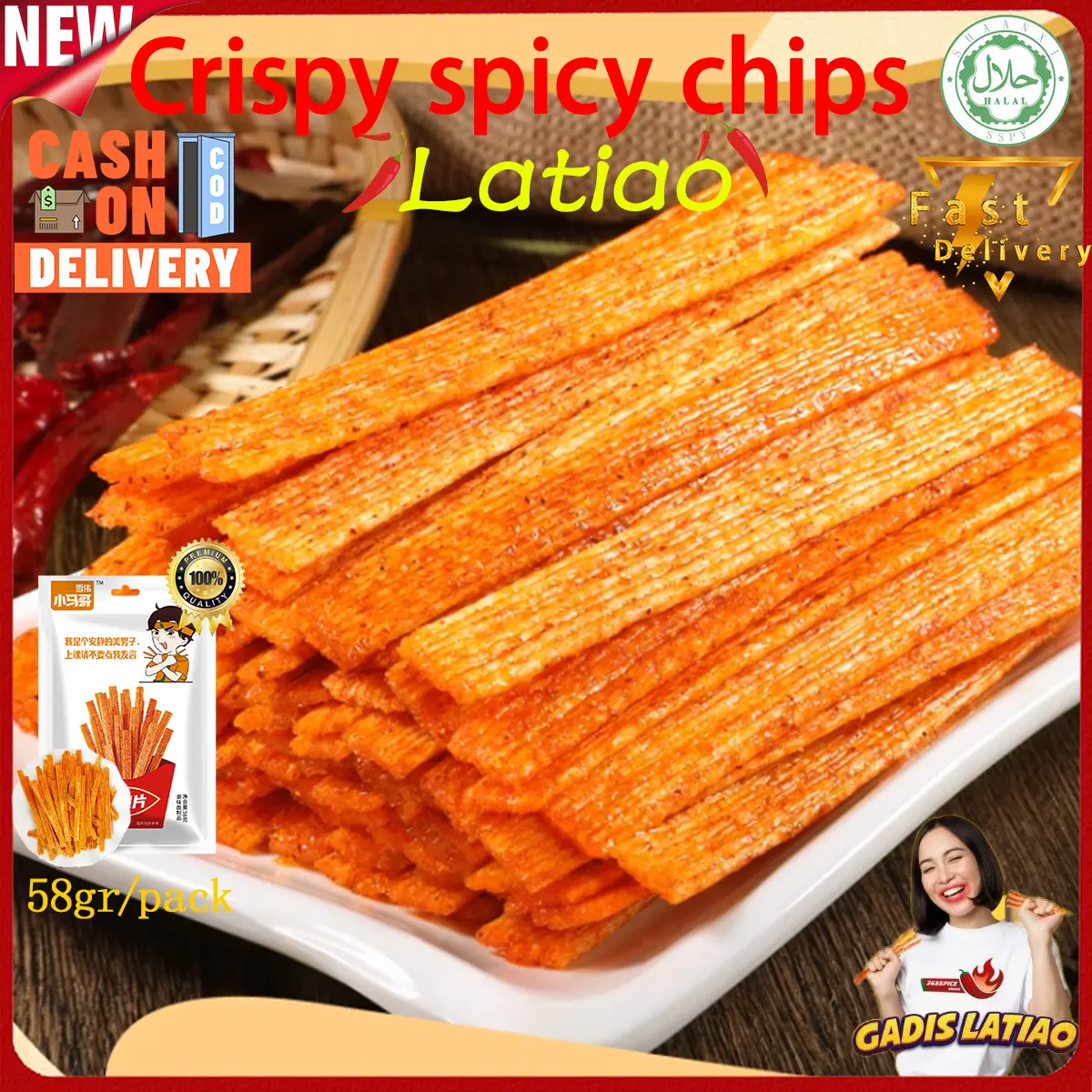 [HALAL] Cemilan latiao irisan pedas / Chinese snack/ spicy slice snack lokal pembayaran tunai pada saat pengiriman (COD) Bag Food
