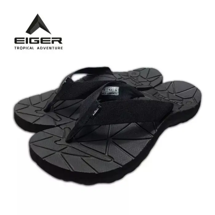 Sandal EIGER1989 Model Jepit Tomahawk Pria wanita All Size 39-43 Karet Sendal Hitam 2