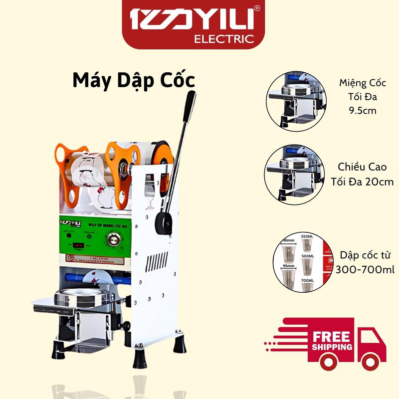 Máy dập cốc ép miệng ly trà sữa D8 và B9 Dán nắp cốc nhựa từ 300 - 700ml Chống tràn đồ uống. Bảo hành 12 tháng