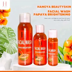 HANOYA Sabun Cair Pepaya 30ml,60ml,100ml  Facial Wash Mencerahkan Memutihkan Mengencangkan Muka untuk Kulit Berminyak dengan Vitamin E dan C