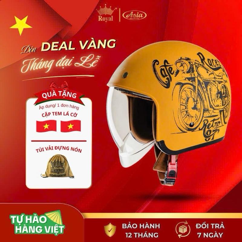 Mũ Bảo Hiểm 3/4 - Kính Âm - Royal Helmet M139 Design - Hàng Chính Hãng, Bảo Hành 1 năm