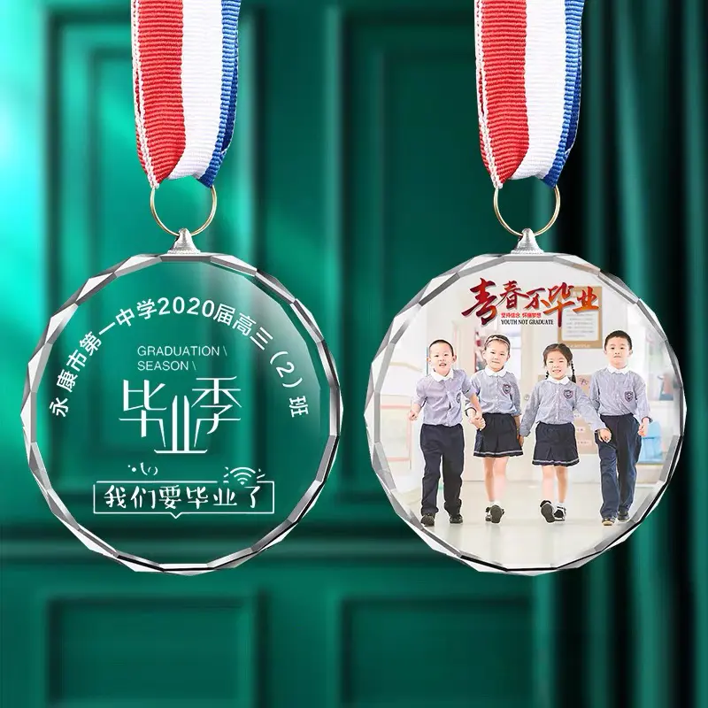 Medali Kristal Gantung Leher Siswa Kustom | Medali Wisuda Akrilik | Trofi Penghargaan Sekolah | Hadiah Lomba