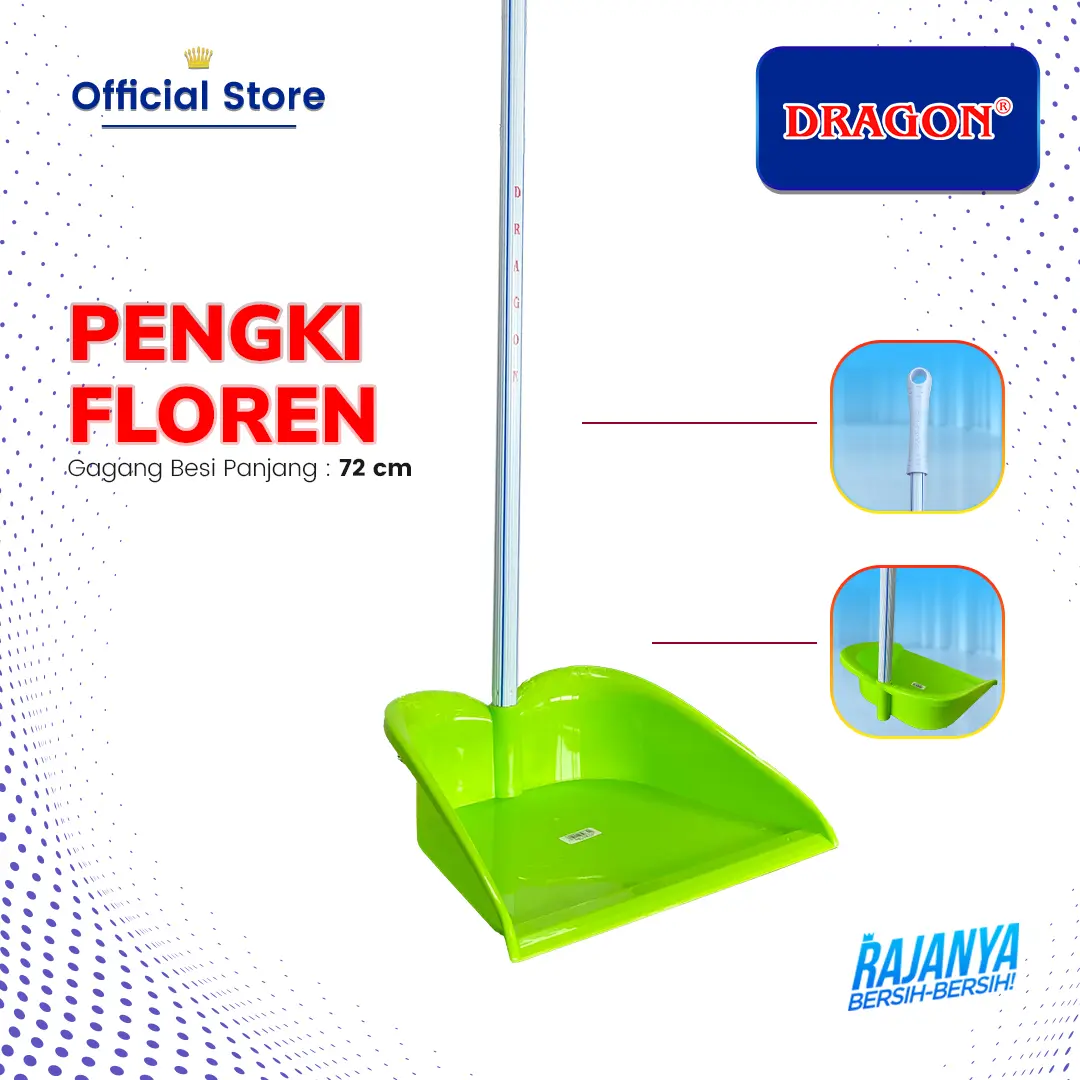 [COD] [TERMURAH] DRAGON Pengki Floren Gagang Besi 72cm Serokan Sampah Plastik Anti Karat PP832