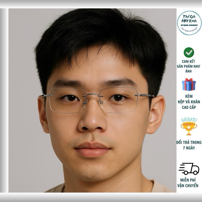   BẢN MỚI  Kính Mắt GỌNG KHOAN KHÔNG VIỀN HỖ TRỢ CHỐNG ÁNH SÁNG XANH VÀ TIA UV NAM NỮ T79 