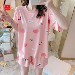 baru - yooyi baju tidur wanita piyama korea lengan pendek celana pendek motif kartun lucu setelan tidur hotpants murah model kaos korea fit to xxl 4 baju tidur loose piyama wanita