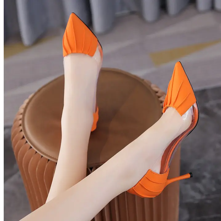 BINE 257 SEPATU WANITA PUMP HEELS PESTA TRANSPARAN HEELS IMPORT SHOES 9cm Hitam/Hijau/Orange/Putih