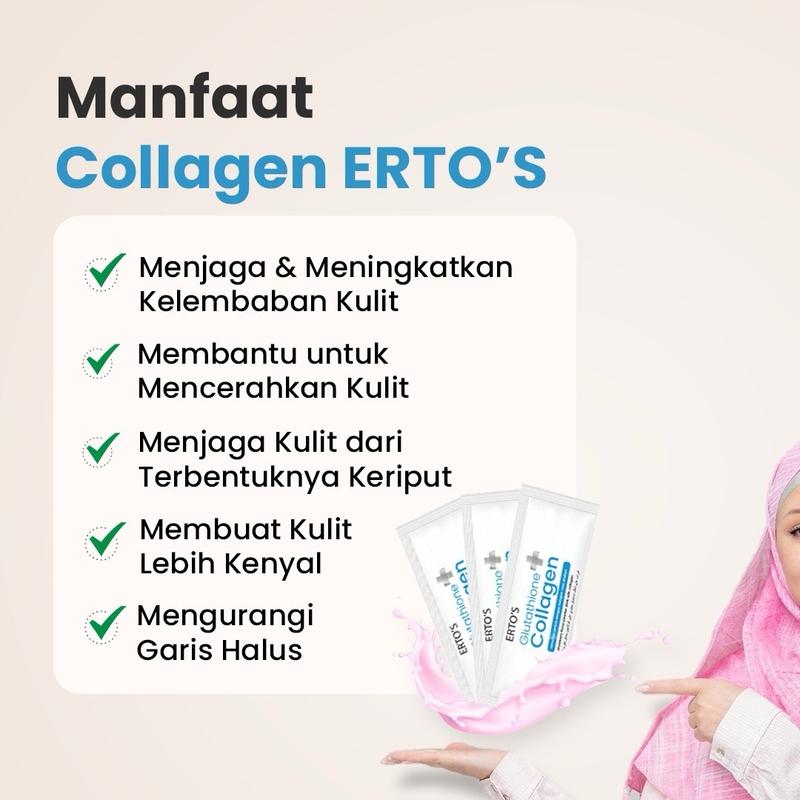 Erto's Glutathione Collagen Drink / Minuman Kolagen / Kolagen Ikan / Kolagen Alami / Glowing / Brightening / Untuk Semua Jenis Kulit / Collagen Drink / Minuman Collagen Rasa Strawberry / Whitening Booster Fish 6