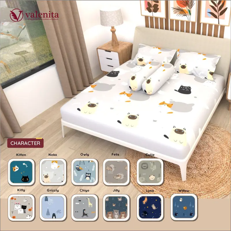 200x200x20 B2 Sprei set Extra King- Valenita Koleksi T20 Motif 1