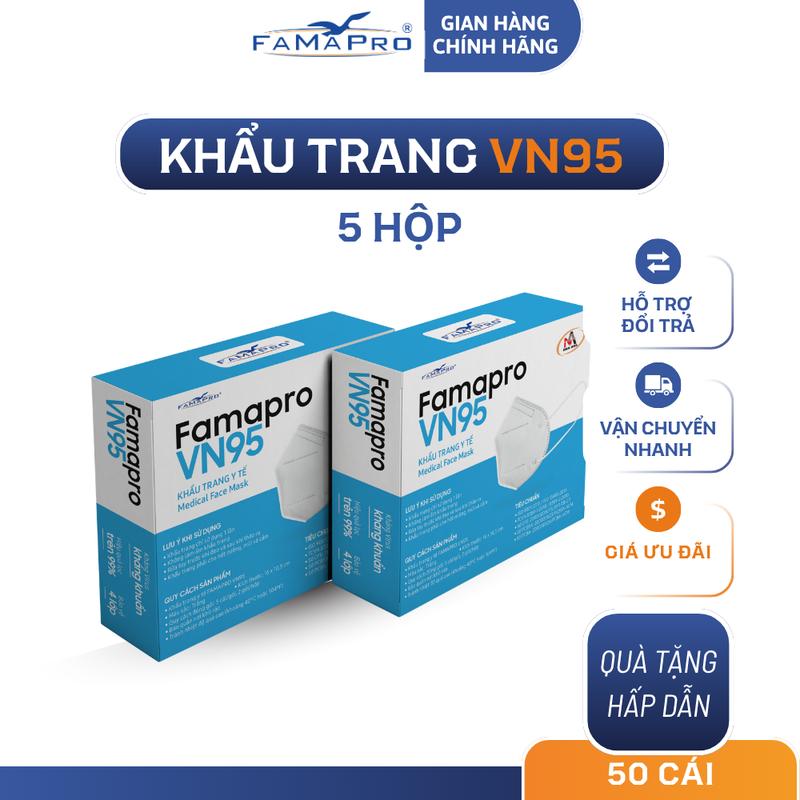Khẩu trang y tế 5 lớp Famapro VN95 hộp 10 cái