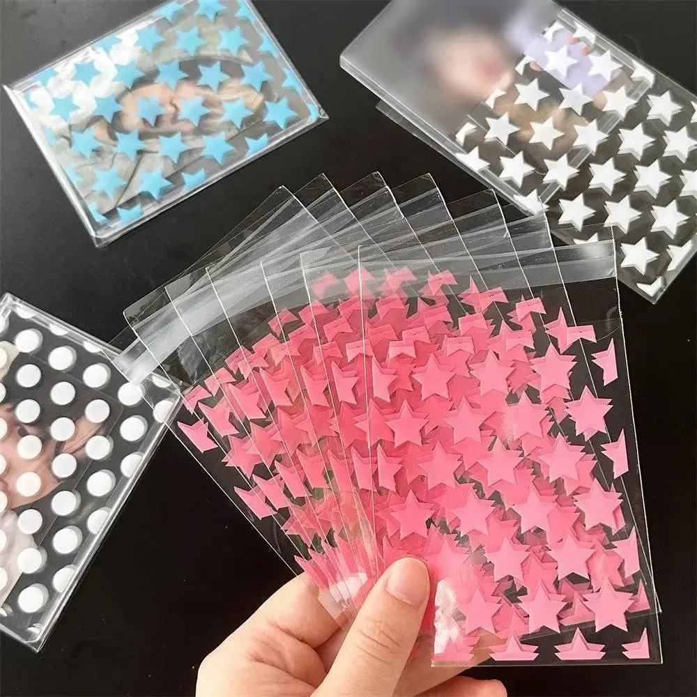 whatter 10/50PCS Package Supplies Transparent Candy Gift Bags Star PE Photo Card Holder Animation Peripheral Storage Cute OPP Self Adhesive Pouch Gift Packaging