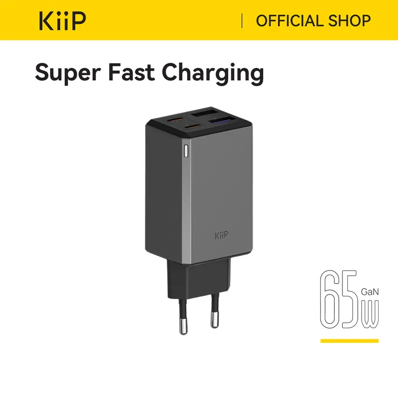 KiiP Wireless C19E Kepala Charger Adaptor GAN6 Fast Charging 65W 2C+2U tanpa Kabel 0