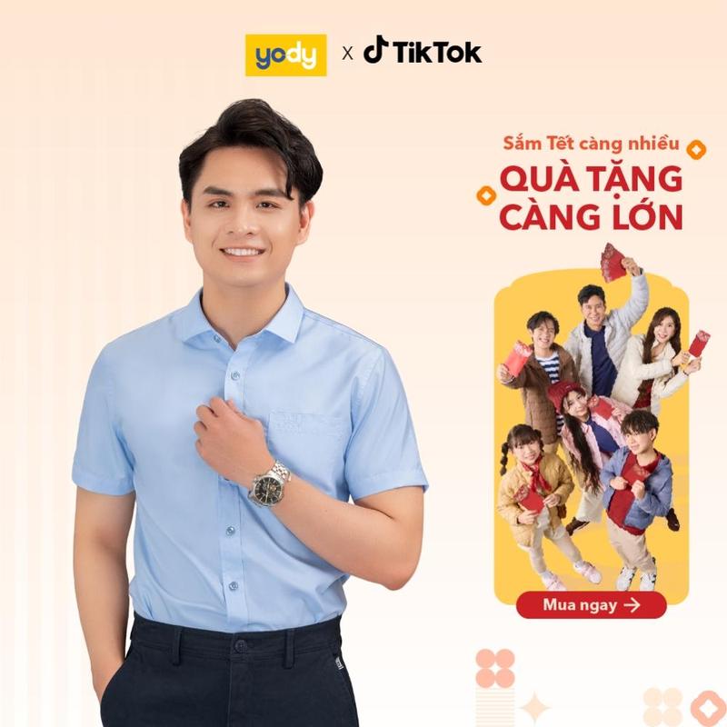 YODY Áo Sơ Mi Nam Ngắn Tay Công Sở Chất Lụa Nến Chuẩn Form SNM5005