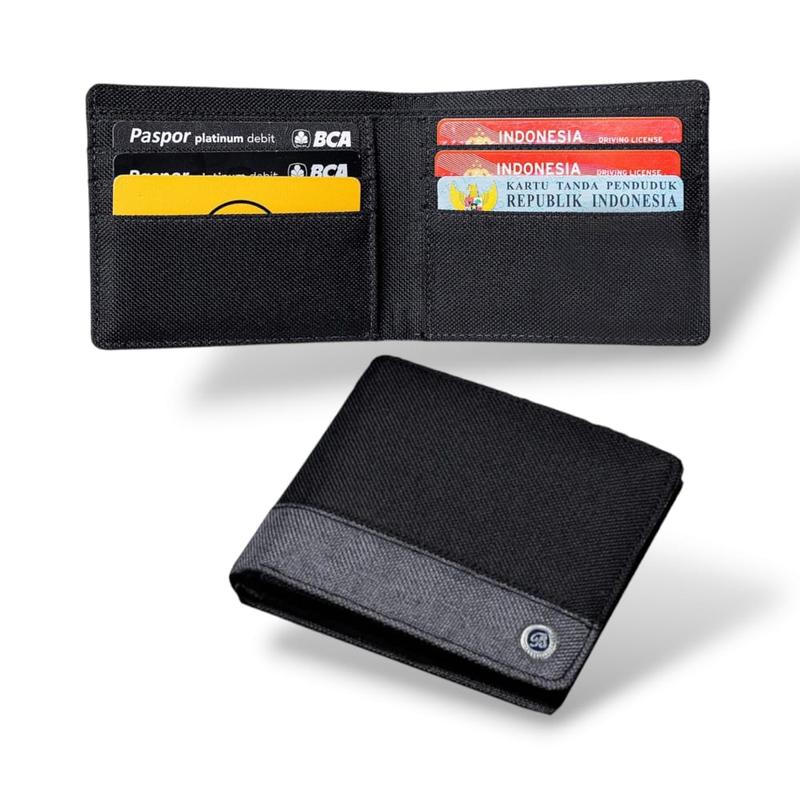 GRATIS ONGKOS KIRIM. Dompet pendek pria material kanvas dompet remaja dewasa dompet uang kartu Cowok Hitam 1