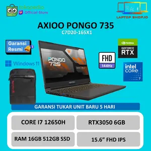 AXIOO PONGO 735 INTEL I7 13620H RTX3050 RAM 16GB 512GB SSD 15.6FHD 144HZ IPS WINDOWS 11