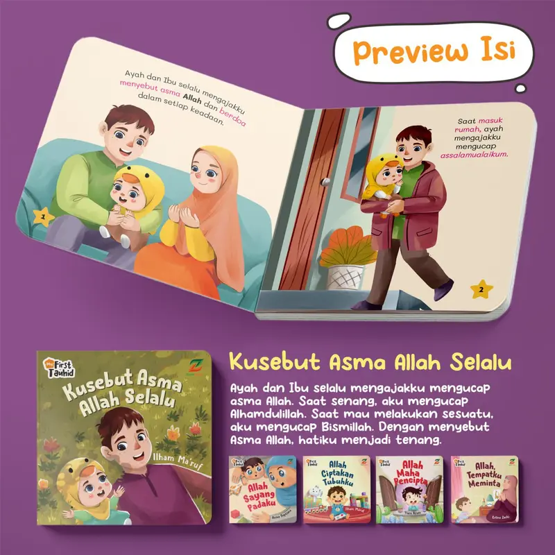 1 Paket 5 Buku cerita Boardbook Anak Mengenal Tauhid sejak dini untuk janin usia 2 3 tahun  - My fist Tauhid - Ziyadbooks 7